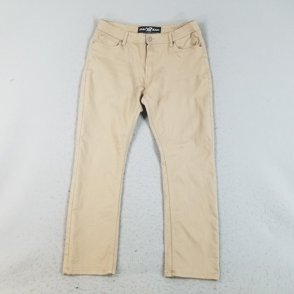 XRAY Jeans Pants Mens 36/32 Tan‎ Khaki Straight Leg Cotton Blend Stretch Casual